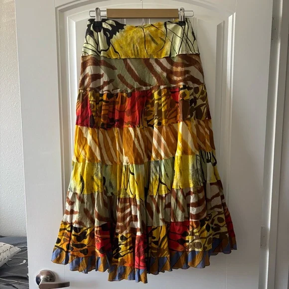 Alberto Malaki Boho Gypsy Western Midi Skirt 12 - Picture 1 of 3